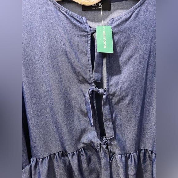 📍💙Icône by Simons Denim-Look Peplum Blouse – Size M – NWT - Picture 8 of 9